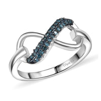 D'Joy Blue Diamond  Ring in Rhodium OverSterling Silver 0.15 ctw