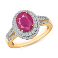 Luxoro Premium Mozambique Ruby and G-H I1 Diamond 3.20 ctw Double Halo Ring in 14K White Gold (Size 10.0) - Sticky add to cart bar