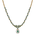 D'Joy Premium Kagem Zambian Emerald and White Zircon 3.90 ctw Whispering Leaves Necklace in 18K Vermeil Yellow Gold Over Sterling Silver 18 Inches - Sticky add to cart bar