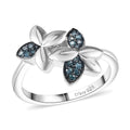 D'Joy Blue Diamond 0.10 ctw Floral Ring in Rhodium Over Sterling Silver (Size 10.0) - Sticky add to cart bar