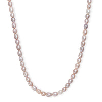 Multi Color Freshwater Pearl Rice Shape Necklace in Rhodium Over Sterling Silver 18 Inches