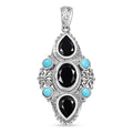 Karis Thai Black Spinel and Sleeping Beauty Turquoise 5.60 ctw Starlit Ocean Pendant without Chain in Platinum Bond - Sticky add to cart bar