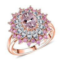 D'Joy Premium Pink Morganite, Multi Gemstone Ring in 18K Vermeil RG Over Sterling Silver (Size 10.0) 2.70 ctw