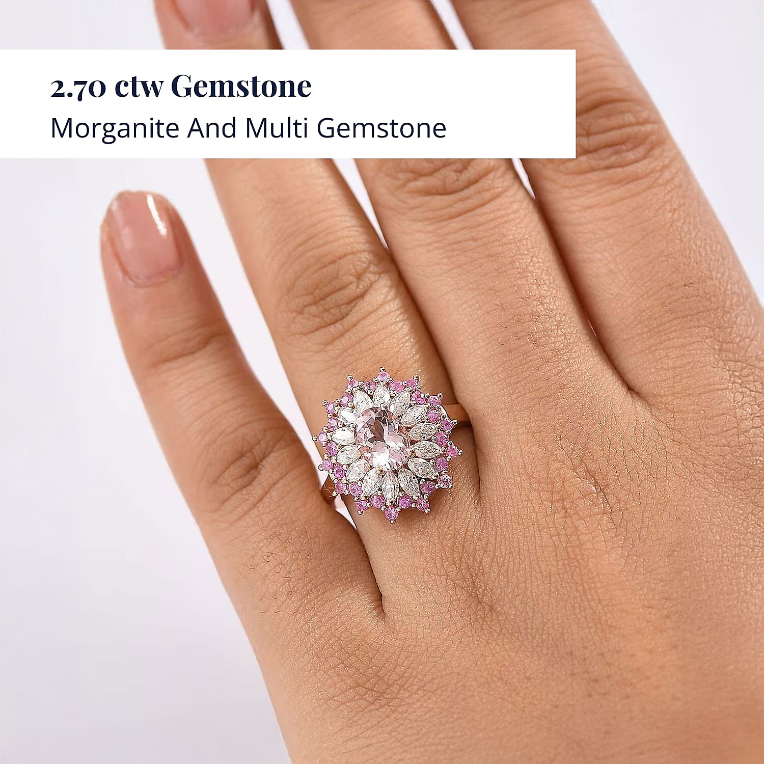 D'Joy Premium Pink Morganite and Multi Gemstone 2.70 ctw Rose