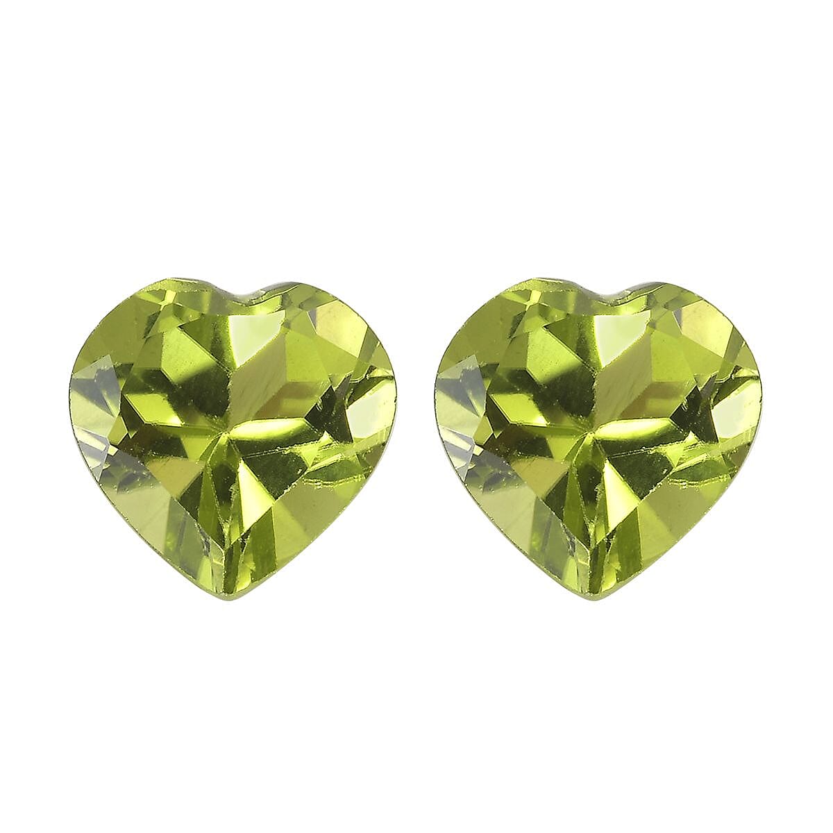 Set of 2 AA Peridot (Hrt 7 mm) 2.26 ctw Loose Gemstone