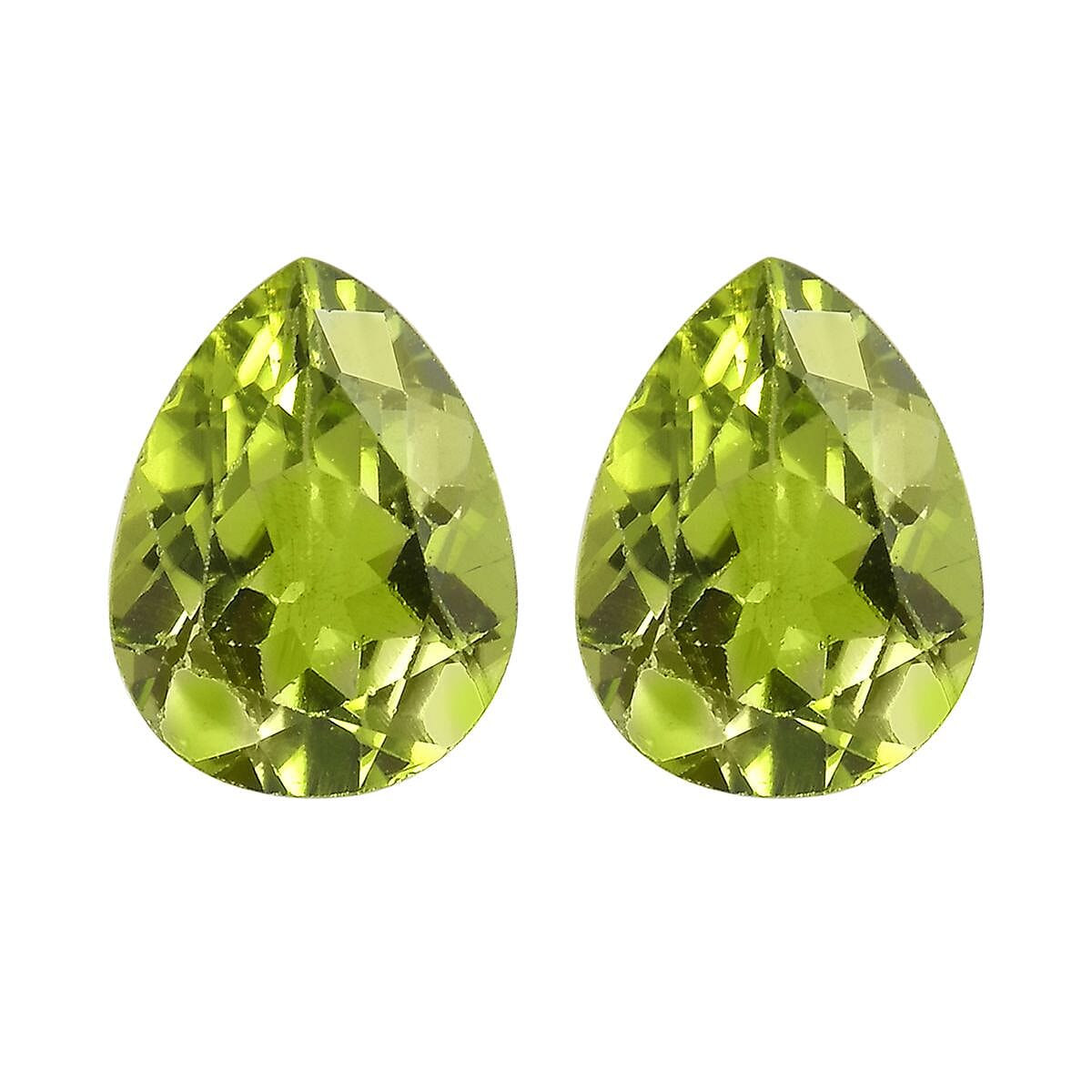 Set of 2 Peridot (Pear 9x7 mm) 3.02 ctw Loose Gemstone