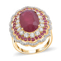 Premium Niassa Ruby (FF), White Zircon Ring in 18K Vermeil YG Over Sterling Silver (Size 10.0) 16.00 ctw - Sticky add to cart bar