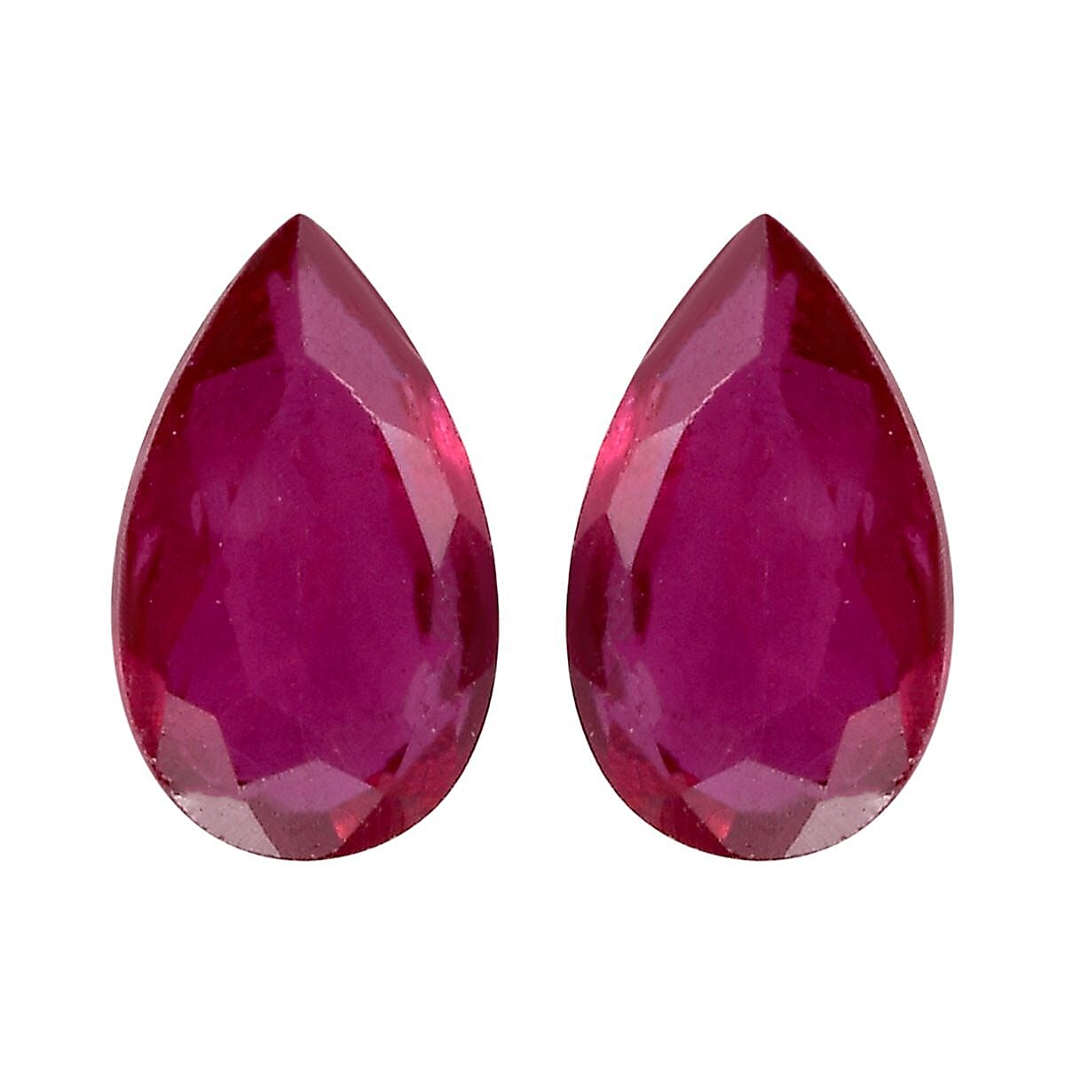 Niassa Ruby (FF) Set of 2 (Pear 5x3 mm) 0.52 ctw Loose Gemstone