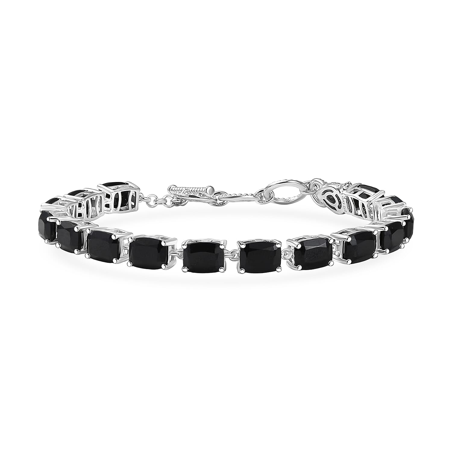 Karis Thai Black Spinel 34.70 ctw Panther Bracelet in Platinum Bond (6.50-8.0In)