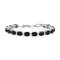 Karis Thai Black Spinel 34.70 ctw Panther Bracelet in Platinum Bond (6.50-8.0In)