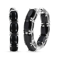 Karis Thai Black Spinel 16.60 ctw Inside-out Hoop Earrings in Platinum Bond