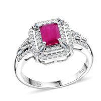 AAA Royal Ruby, Moissanite Ring in Rhodium Over Sterling Silver (Size 10.0) 2.00 ctw