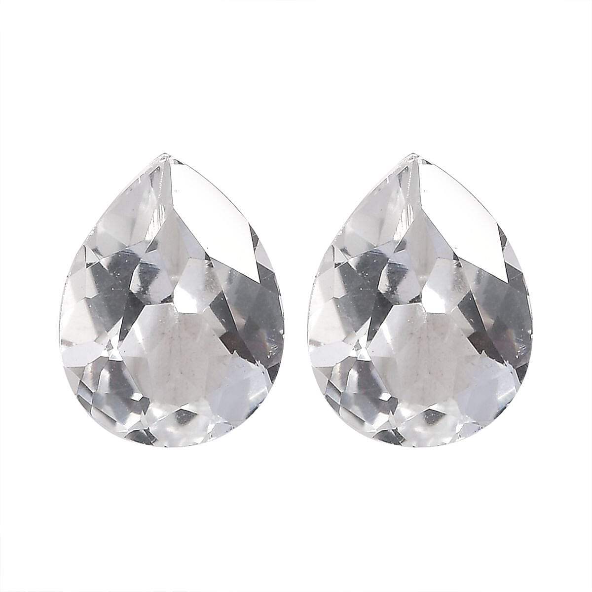 White Topaz Set of 2 (Pear 8x6 mm) 2.44 ctw Loose Gemstone