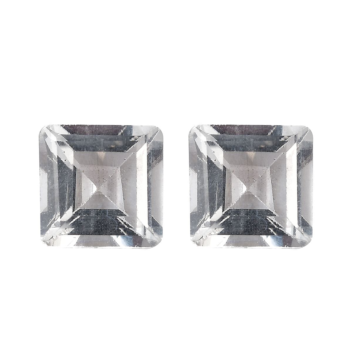 White Topaz Set of 2 (Sqr 6 mm) 2.10 ctw Loose Gemstone