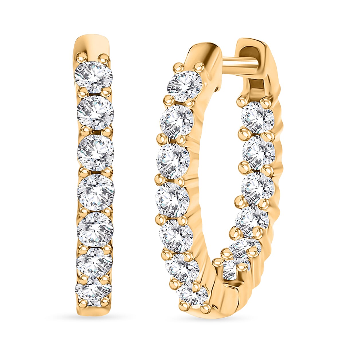 Luxuriant Lab Grown Diamond (SI) Hoop Earrings in 18K Vermeil YG Over Sterling Silver 1.50 ctw