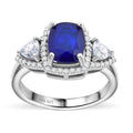 Premium Tanzanian Blue Spinel (DF), Moissanite Ring in Rhodium Over Sterling Silver (Size 10.0) 2.80 ctw - Sticky add to cart bar