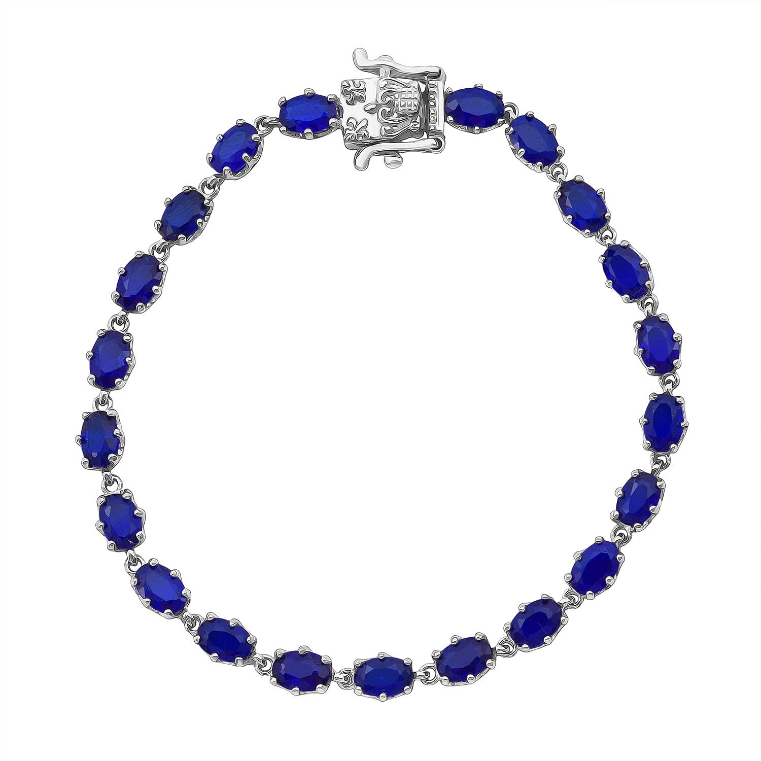 Epic Deal Premium Tanzanian Blue Spinel (DF) Crown Bracelet Over Rhodium Over Sterling Silver (6.50 In) 11.00 ctw