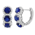 D'Joy Tanzanian Blue Spinel (DF) and Moissanite 3.90 ctw Hoop Earrings in Rhodium Over Sterling Silver - Sticky add to cart bar