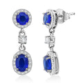 Tanzanian Blue Spinel (DF) and White Zircon 4.35 ctw Dangle Earrings in Rhodium Over Sterling Silver - Sticky add to cart bar