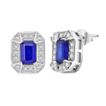Tanzanian Blue Spinel (DF) and White Zircon 1.70 ctw Art Deco Earrings in Rhodium Over Sterling Silver - Sticky add to cart bar