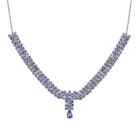 D'Joy Tanzanite 8.50 ctw Dynasty in Blue Necklace 18 Inches in Rhodium Over Sterling Silver