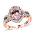 Luxoro AAA Pink Morganite, Paraiba Tourmaline and G-H I2 Diamond 3.75 ctw Ring in 14K Rose Gold (Size 7.0) - Sticky add to cart bar