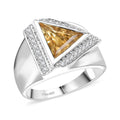 D'Joy Brazilian Citrine and White Zircon 4.90 ctw Men's Ring in Rhodium Over Sterling Silver (Size 10.0) - Sticky add to cart bar