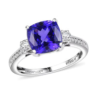 Rhapsody AAAA Tanzanite and Diamond E-F VS 4.61 ctw Ring in 950 Platinum (Size 7.0) 5.60 Grams