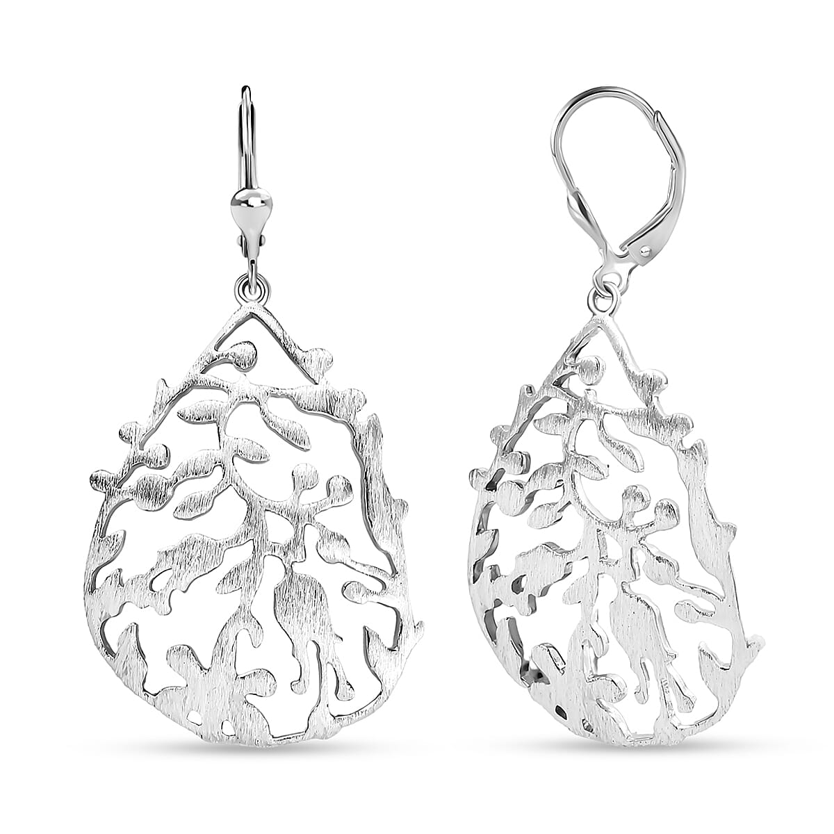 D'Joy Passport to Turkey Leaves Earrings in Rhodium Over Sterling Silver 9.65 Grams