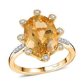 D'Joy Yellow Labradorite and Moissanite 5.50 ctw Cosmic Orbit Ring in 18K Vermeil Yellow Gold Over Sterling Silver (Size 10.0) - Sticky add to cart bar