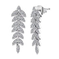 Luxuriant Lab Grown Diamond G-H SI 1.00 ctw Whispering Leaves Earrings in Rhodium Over Sterling Silver - Sticky add to cart bar