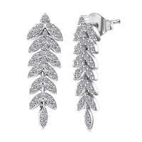 Luxuriant Lab Grown Diamond G-H SI 1.00 ctw Whispering Leaves Earrings in Rhodium Over Sterling Silver