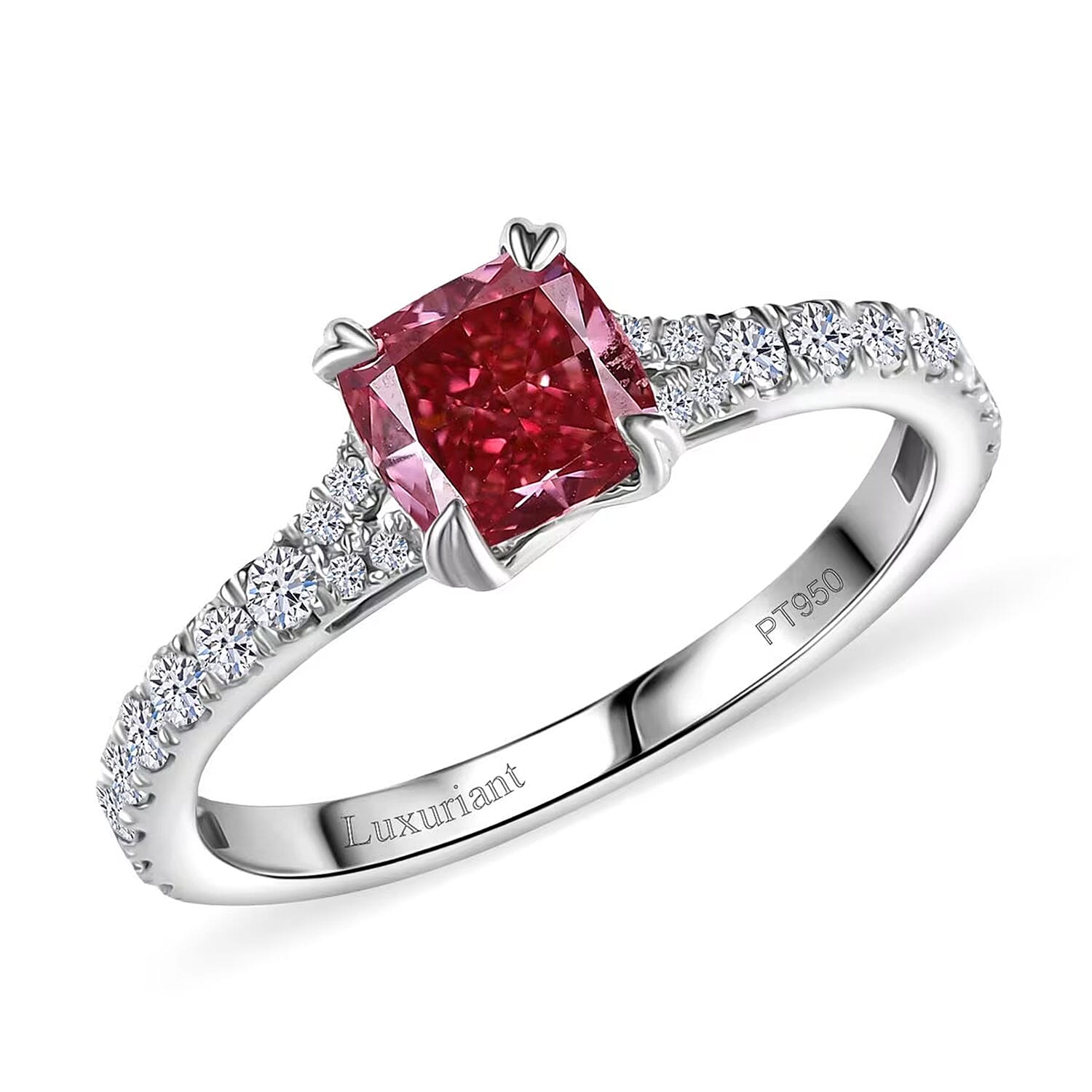 950 Platinum Luxuriant Lab Grown Pink Diamond (E-F, VS), Lab Grown Diamond Ring 1.50 ctw