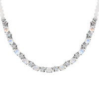 Karis Moon Glow Moonstone and Moonstone 29.75 ctw Necklace 18-20 Inches in Platinum Bond