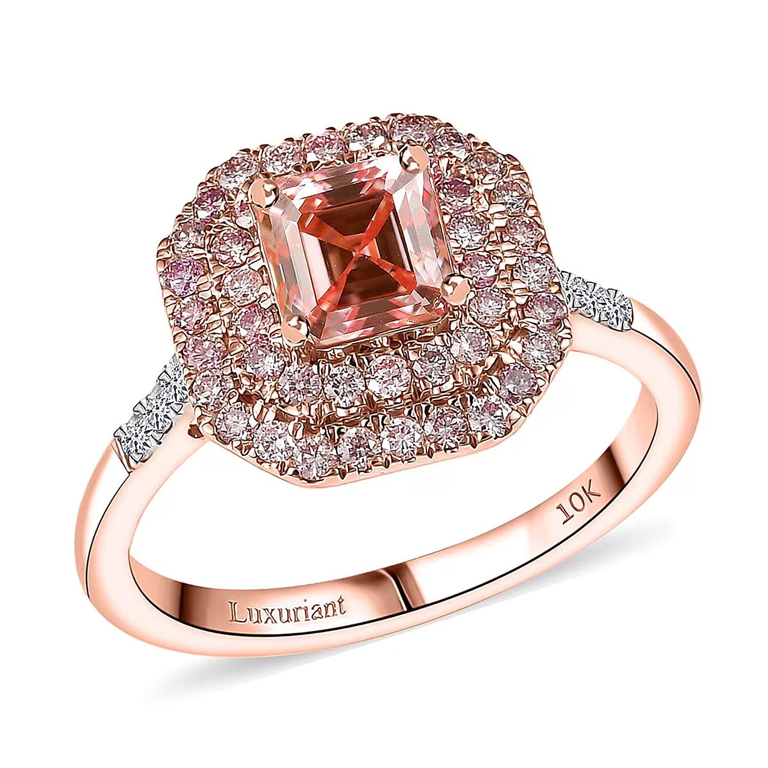 Luxuriant Lab Grown Pink Diamond EF VS and Lab Grown Diamond 1.55 ctw Ring in 10K Rose Gold