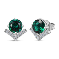 Certified & Appraised AAA Luxuriant Lab Grown Color Change Sapphire and G-H SI Lab Grown Diamond 3.54 ctw Earrings in 10K White Gold