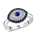 D'Joy Kanchanaburi Blue Sapphire and White Zircon 0.90 ctw Ring in Rhodium Over Sterling Silver (Size 10.0) - Sticky add to cart bar