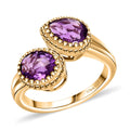 D'Joy Premium African Amethyst 2.65 ctw Bypass Ring in 18K Vermeil Yellow Gold Over Sterling Silver (Size 10.0) - Sticky add to cart bar
