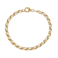 Luxoro Heart Link Bracelet in 10K Yellow Gold (6.50 In) 4.65 Grams