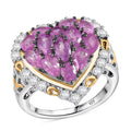 Ilakaka Hot Pink Sapphire (FF) and White Zircon 4.60 ctw Everlasting Love Ring in 18K Vermeil YG and Rhodium Over Sterling Silver (Size 7.0) - Sticky add to cart bar