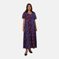 Easy Essentials Black Floral Knit Zip Front Lounge Dress - L - Sticky add to cart bar
