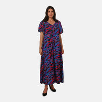 Easy Essentials Black Floral Knit Zip Front Lounge Dress - L