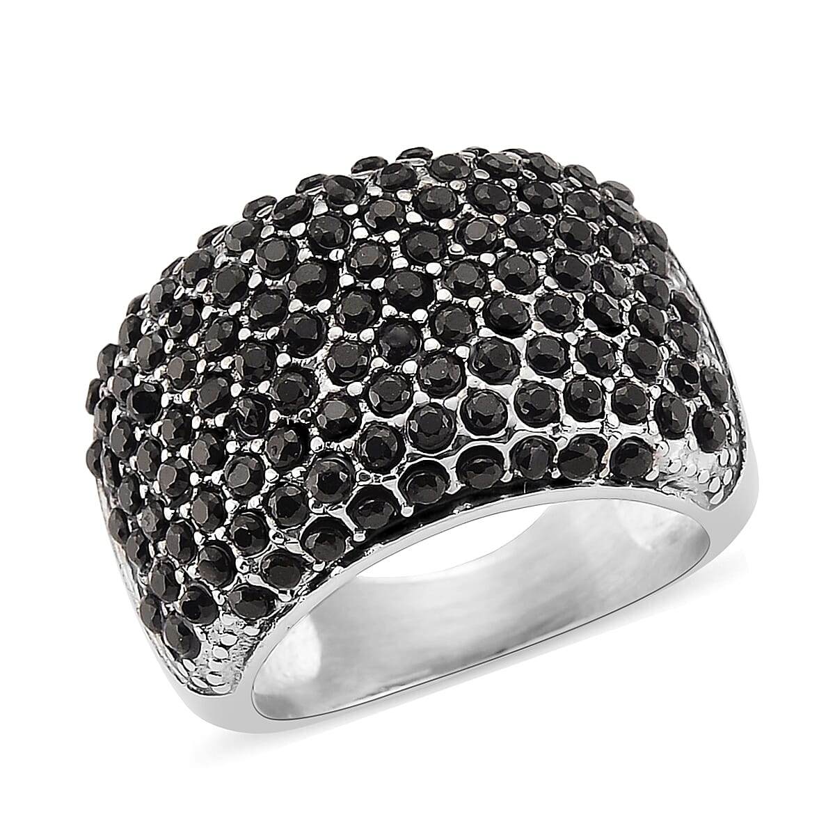 Thai Black Spinel 1.00 ctw Dome Ring in Stainless Steel (Size 10.0)