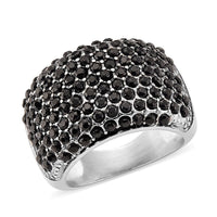 Thai Black Spinel 1.00 ctw Dome Ring in Stainless Steel (Size 10.0)