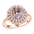 D'Joy Premium Pink Morganite and Moissanite 2.00 ctw Ring in 18K Vermeil Rose Gold Over Sterling Silver (Size 10.0) - Sticky add to cart bar