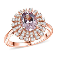 D'Joy Premium Pink Morganite and Moissanite 2.00 ctw Ring in 18K Vermeil Rose Gold Over Sterling Silver (Size 10.0)
