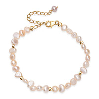 Peach Fresh Water Pearl Sun-Drenched Bracelet in 18K Vermeil Yellow Gold Over Sterling Silver (7.25-9.25In)