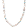 D'Joy White Freshwater Pearl and Larimar 10.00 ctw Necklace in 18K Vermeil Yellow Gold Over Sterling Silver 18 Inches - Sticky add to cart bar