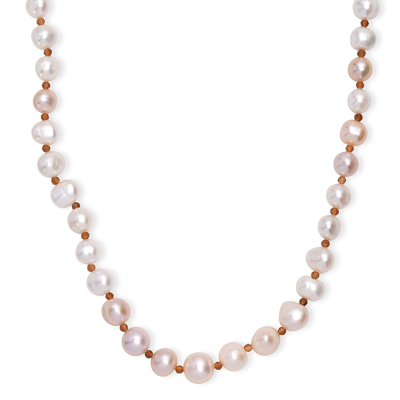 D'Joy Fresh Water Pearl and Ratnapura Hessonite Garnet 8.00 ctw Necklace in 18K Vermeil Yellow Gold Over Sterling Silver 18 Inches