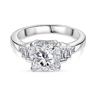 D''Joy Moissanite Ring in Rhodium Over Sterling Silver (Size 9.0) 3.24 ctw